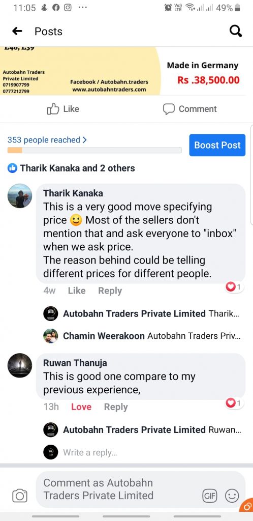 Customer recommendations
This is a very good move specifying price. Most of the sellers dont mention that and ask everyone to "inbox" when we ask price. The reason behind could be telling different prices for different people. 
This is good one compare to my previous experience. 